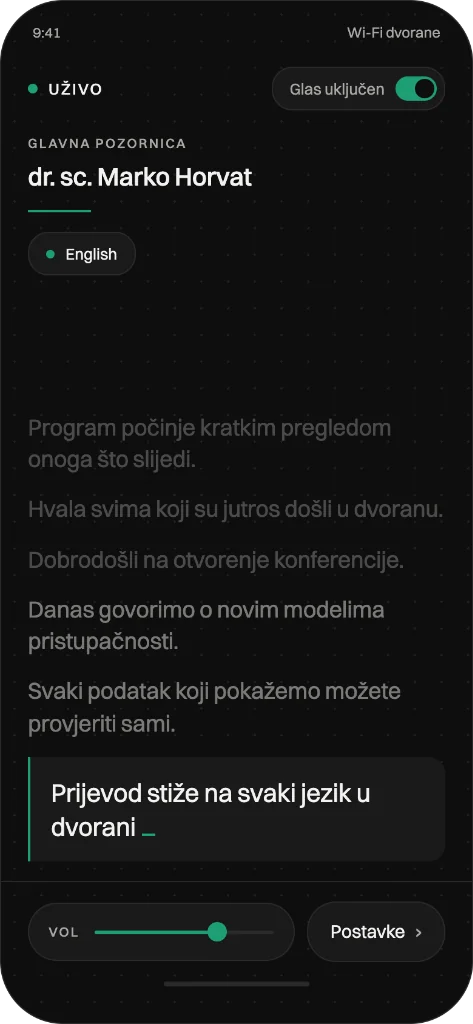 Sotto live interpretation and caption screen